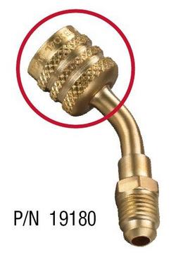 R-32 / R-454B Adapter - 1/4 in. Left-Handed FFL to 1/4" Right-Handed MFL, 45&deg;