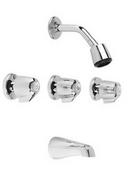 Three Handle Single Function Bathtub & Shower Faucet in Polished Chrome (Trim Only)