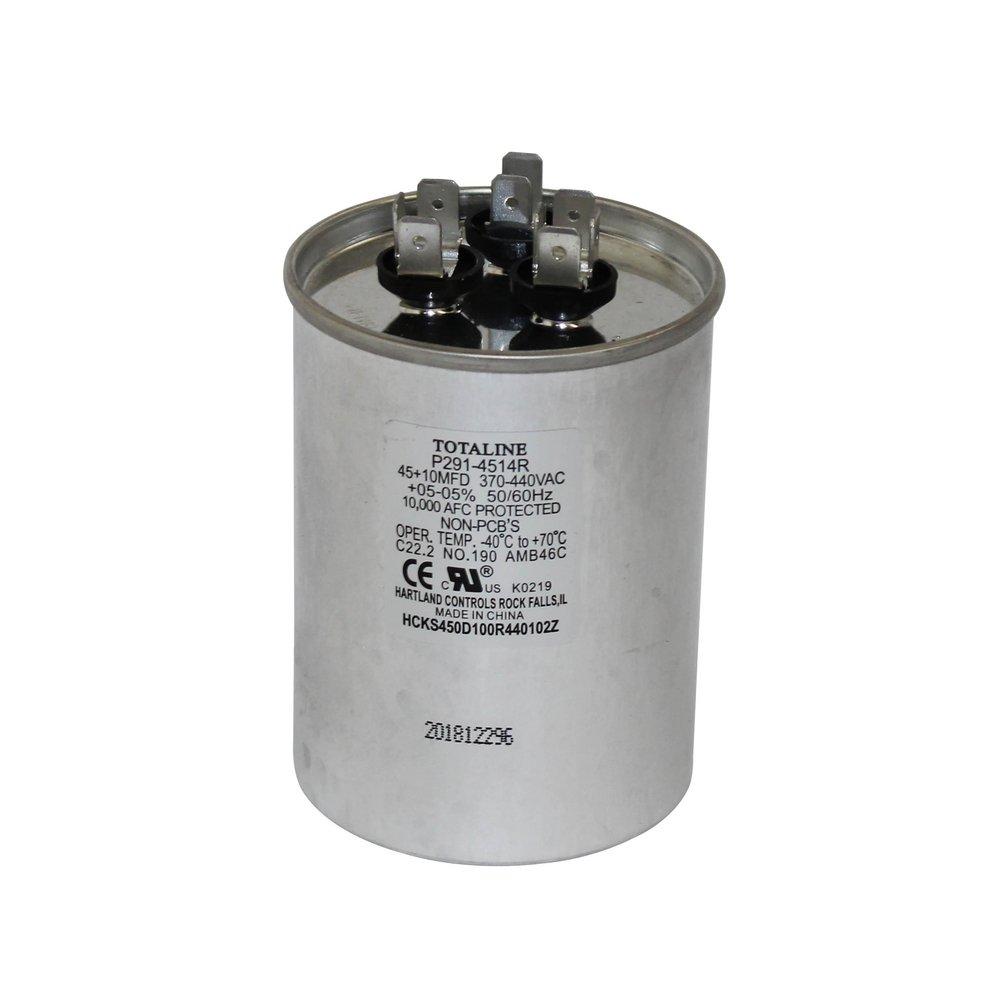 DUAL RUN CAPACITOR 45/10 MFD 440V RND/S 