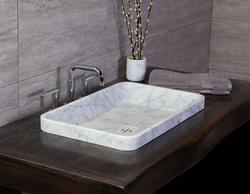 24 in. Drop-In Rectangular Bathroom Sink in Honed Carrara Marble
