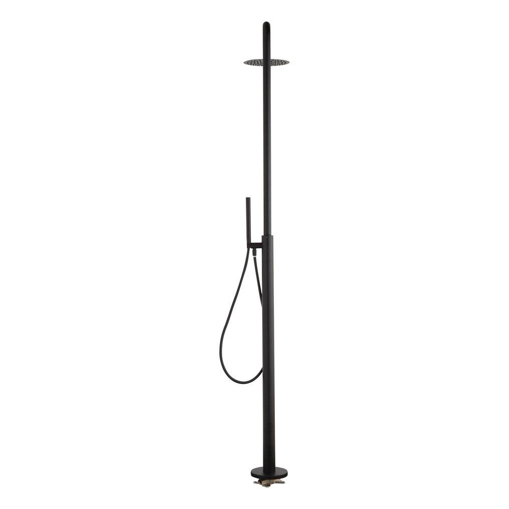 TINSLEY FREESTANDING OUTDOOR SHOWER PANEL WITH HAND SHOWER - MATTE BLACK 
