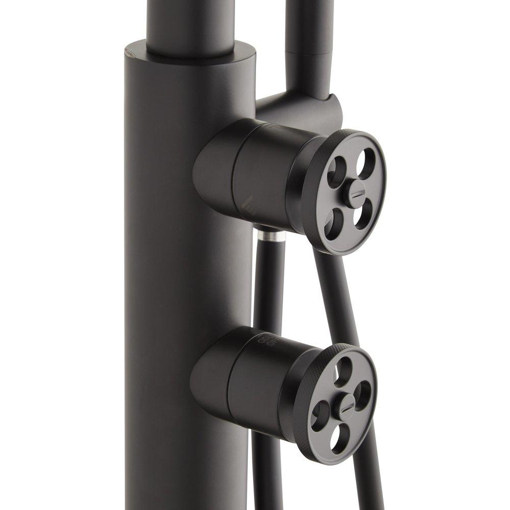 Freestanding Outdoor Shower Panel with Hand Shower in Matte Black 