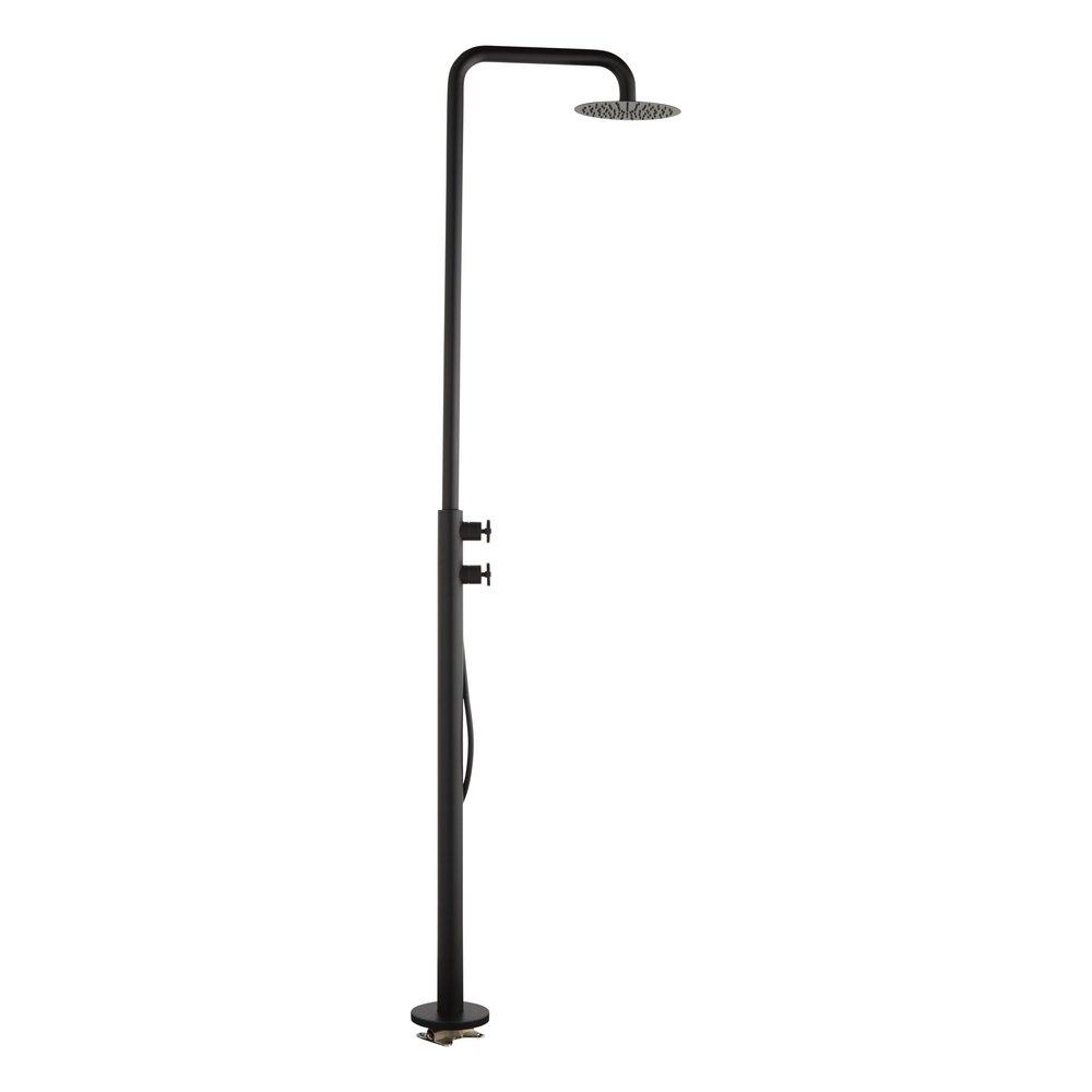 Freestanding Outdoor Shower Panel with Hand Shower in Matte Black 