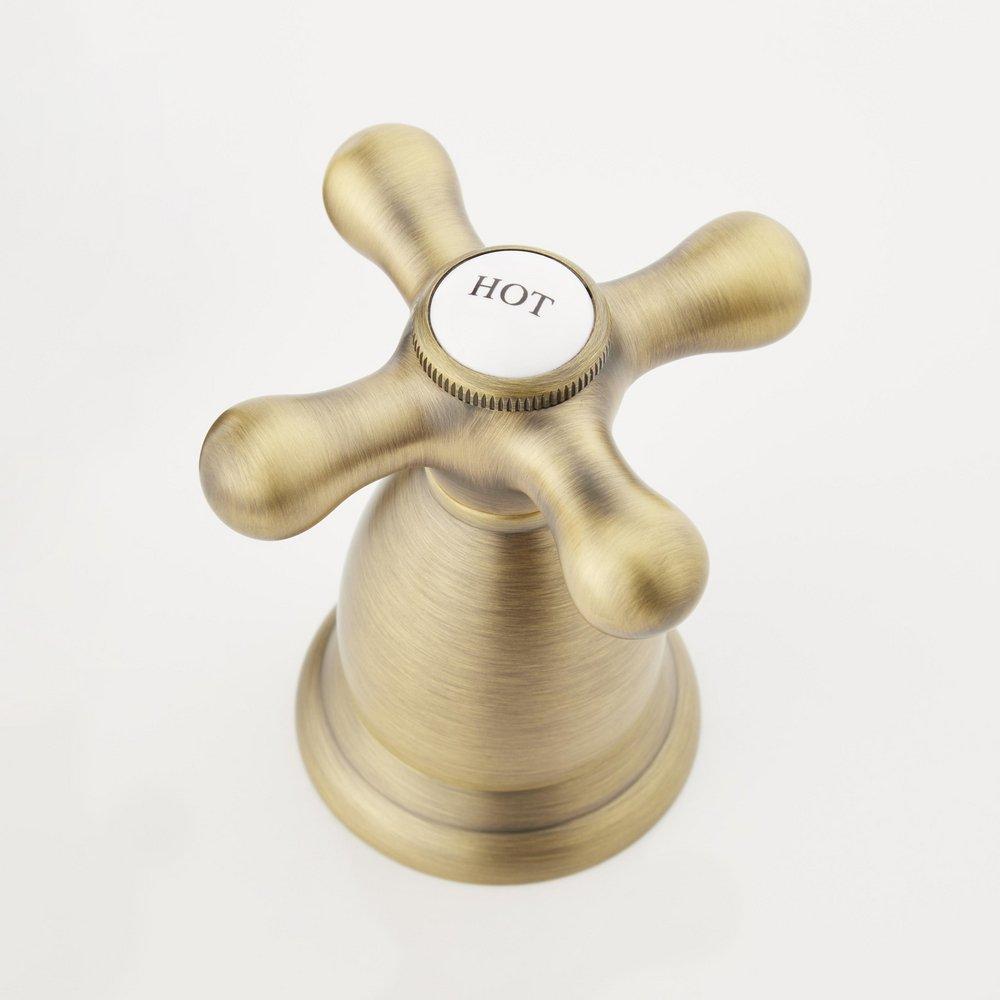 VICTORIAN WIDESPREAD BATHROOM FAUCET - CROSS HANDLES - AGED BRASS 