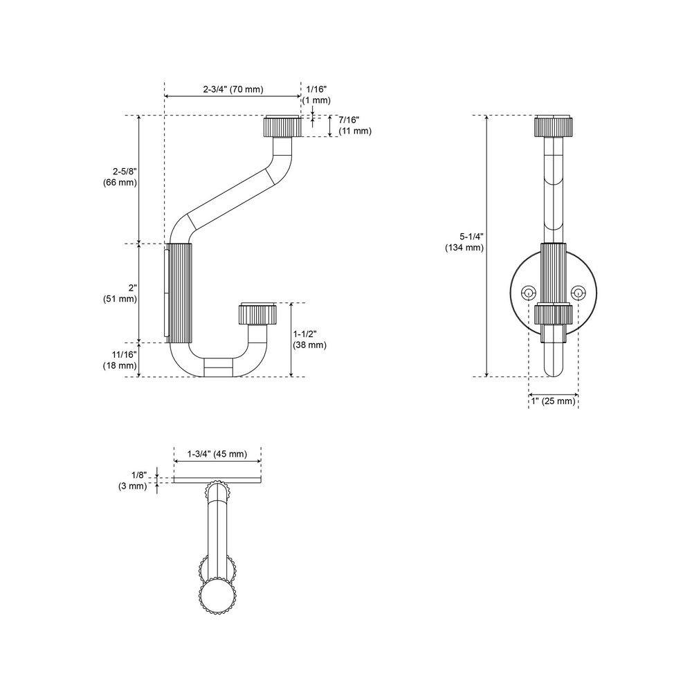 Signature Hardware Satin Brass Ribbed Knurled Double Robe Hook 