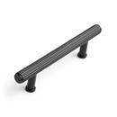 3-3/4 BRIXLEE RIBBED KNURLED BRASS CABINET PULL - MATTE BLACK 