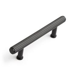 3-3/4 in. Center-to-Center Ribbed Cabinet Pull in Matte Black