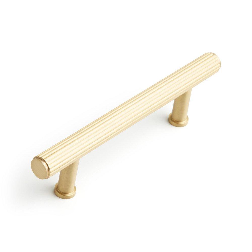 3-3/4 BRIXLEE RIBBED KNURLED BRASS CABINET PULL - SATIN BRASS 