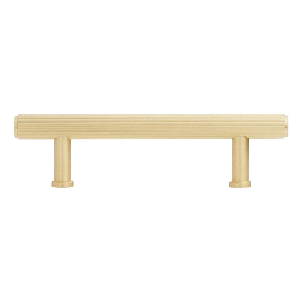 Signature Hardware Satin Brass 3-3/4 in. Center-to-Center Ribbed Cabinet Pull 