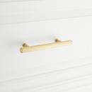 Signature Hardware Satin Brass 3-3/4 in. Center-to-Center Ribbed Cabinet Pull 