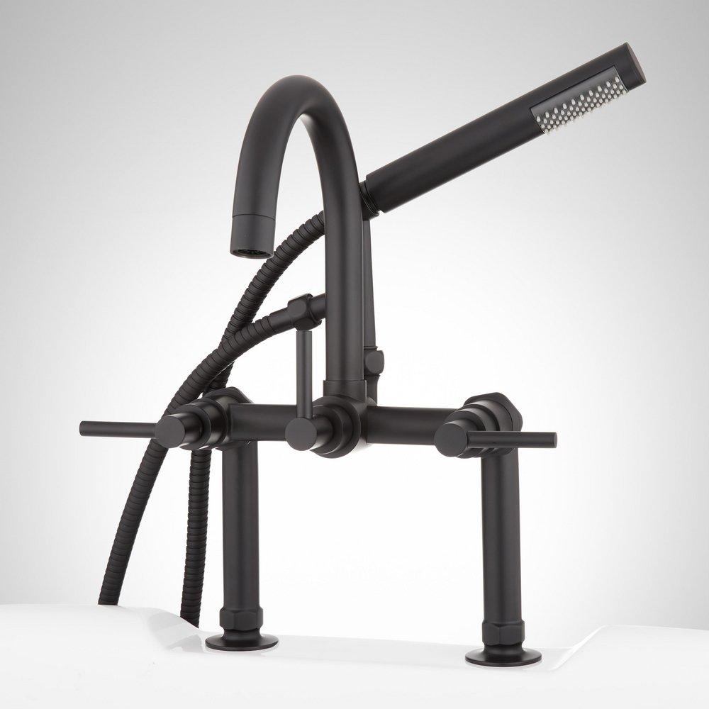 SEBASTIAN DECK-MOUNT TUB FAUCET - LEVER HANDLES - 4 COUPLERS - MATTE BLACK 
