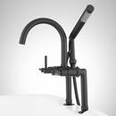 Three Handle Tub Faucet with Lever Handles and Hand Shower in Matte Black 