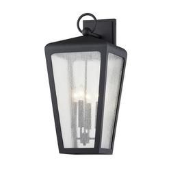 60W 4?Light Outdoor Wall Sconce with Seeded Glass in Textured Black