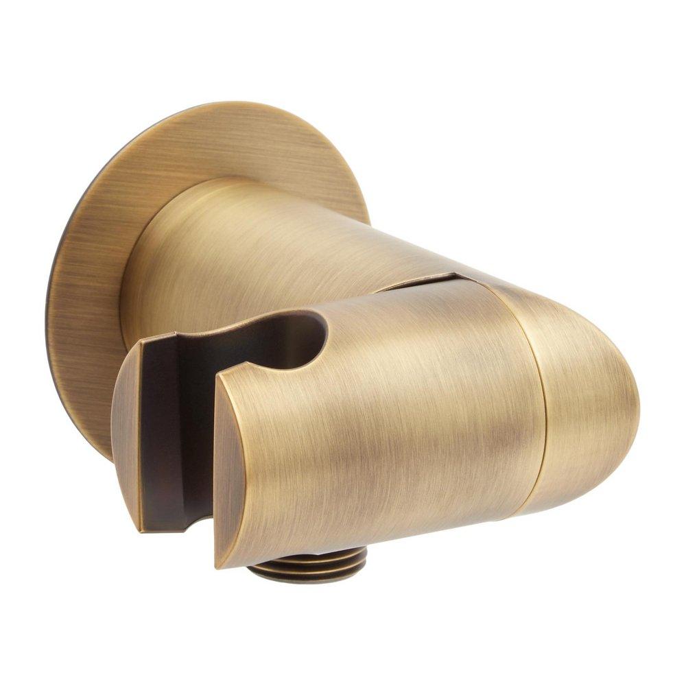 Swivel Water Supply Elbow and Bracket for Hand Shower in Aged Brass 