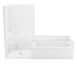 102 x 43 in. Tub & Shower Unit in White Right Drain