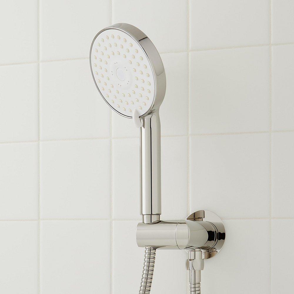 Signature Hardware Polished Nickel Pressure Balanced Shower System with Shower Head, Hand Shower, Hose, Valve Trim, and Diverter - Valve Included 