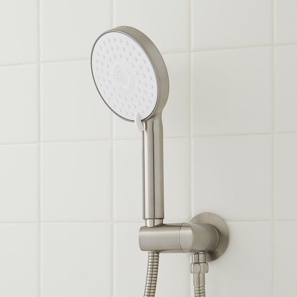 Signature Hardware Brushed Nickel Pressure Balanced Shower System with Shower Head, Hand Shower, Hose, Valve Trim and Diverter - Valve Included 