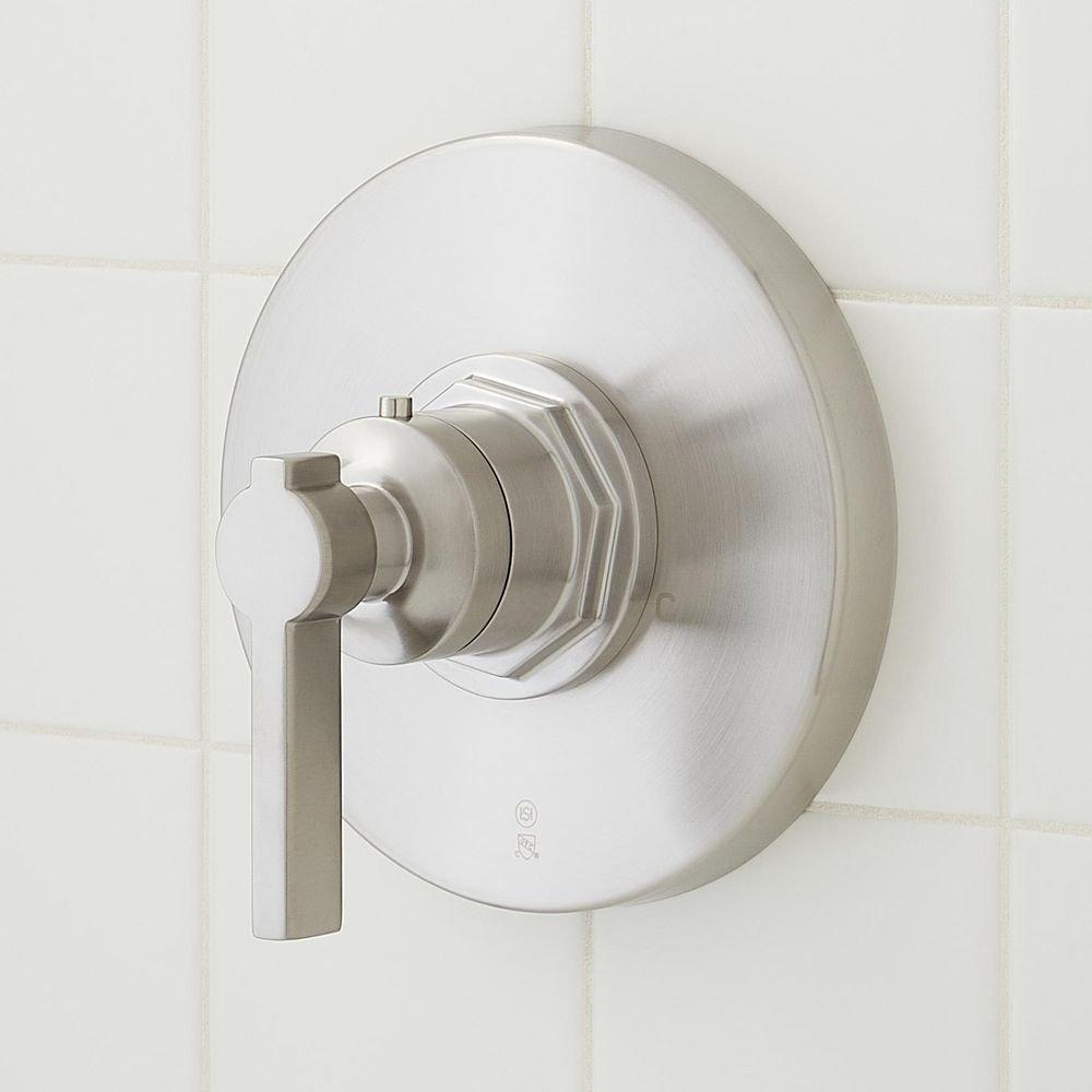 Signature Hardware Brushed Nickel Thermostatic Shower System with Shower Head, Hand Shower, Slide Bar, Shower Arm, Hose, and Valve Trim - Valve Included 