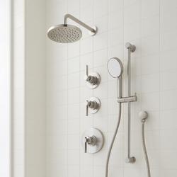 Thermostatic Shower System in Brushed Nickel with Shower Head, Hand Shower, Slide Bar, Shower Arm, Hose, and Valve Trim - Valve Included