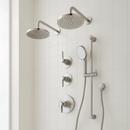 Thermostatic Shower System in Brushed Nickel with Shower Head, Hand Shower, Slide Bar, Shower Arm, Hose, and Valve Trim