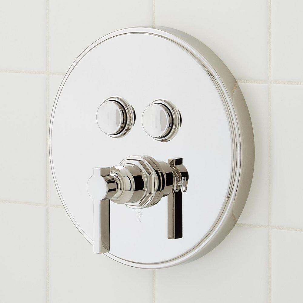 Signature Hardware Polished Nickel Pressure Balanced Shower System with Shower Head, Slide Bar, Hand Shower, Hose and Valve Trim with Diverter - Valve Included 