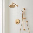 Pressure Balanced Shower System in Brushed Gold with Shower Head, Slide Bar, Hand Shower, Hose and Valve Trim with Diverter - Valve Included