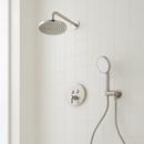 Pressure Balanced Shower System in Brushed Nickel with Shower Head, Hand Shower, Hose, and Valve Trim with Diverter - Valve Included