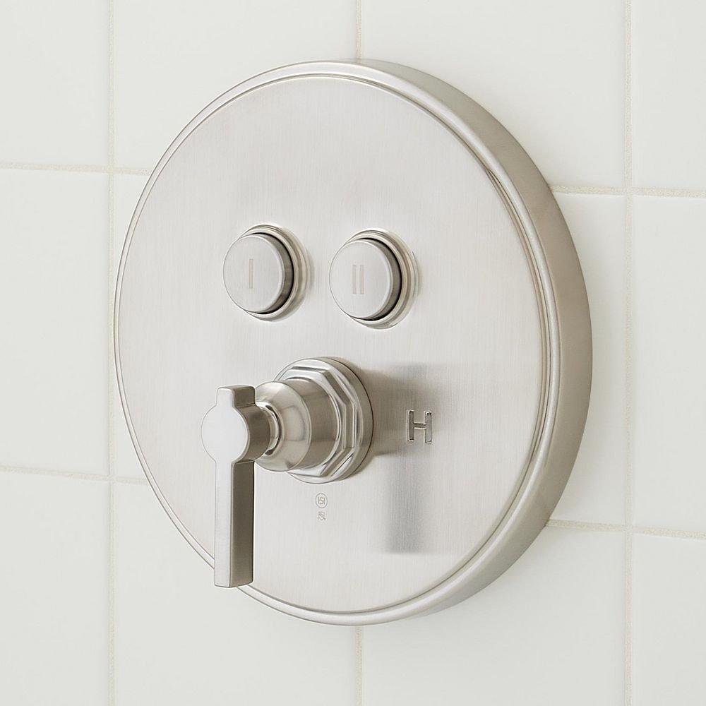 Signature Hardware Brushed Nickel Pressure Balanced Shower System with Dual Shower Heads, Valve Trim and Diverter - Valve Included 