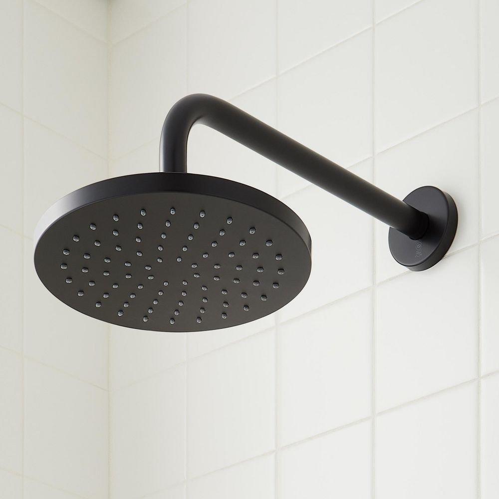 Signature Hardware Matte Black Pressure Balanced Shower System with Dual Shower Heads, Valve Trim and Diverter - Valve Included 