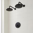 Pressure Balanced Shower System in Matte Black with Dual Shower Heads, Valve Trim and Diverter - Valve Included