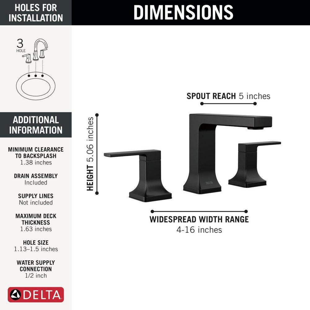 Delta Faucet Matte Black Two Handle Widespread Bathroom Sink Faucet 