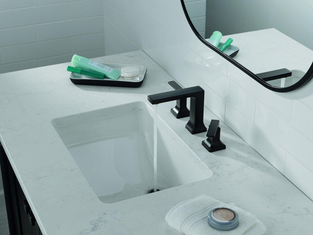 Delta Faucet Matte Black Two Handle Widespread Bathroom Sink Faucet 
