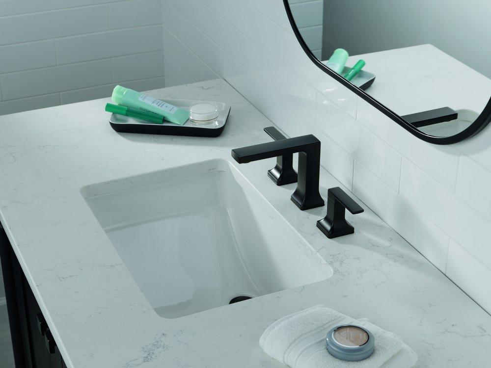 Delta Faucet Matte Black Two Handle Widespread Bathroom Sink Faucet 