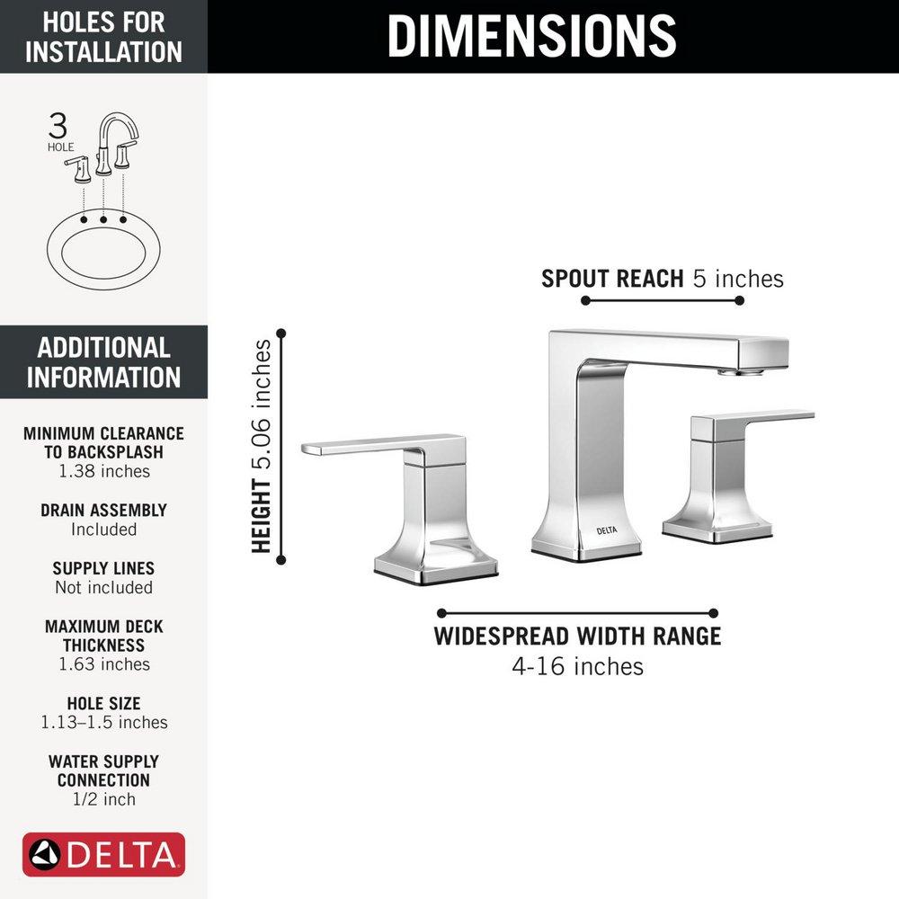 Delta Faucet Chrome Two Handle Widespread Bathroom Sink Faucet 