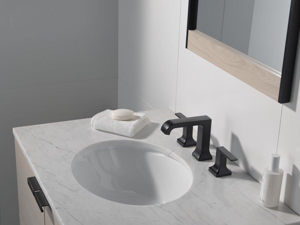 Delta Faucet Matte Black Two Handle Widespread Bathroom Sink Faucet 