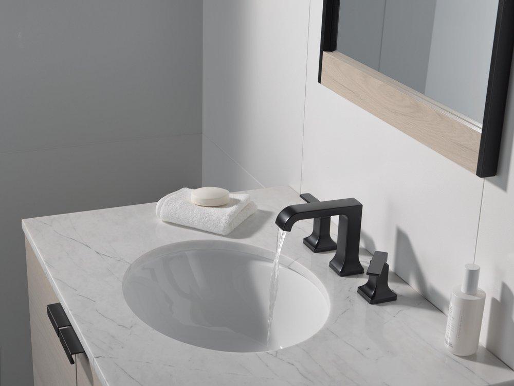Delta Faucet Matte Black Two Handle Widespread Bathroom Sink Faucet 