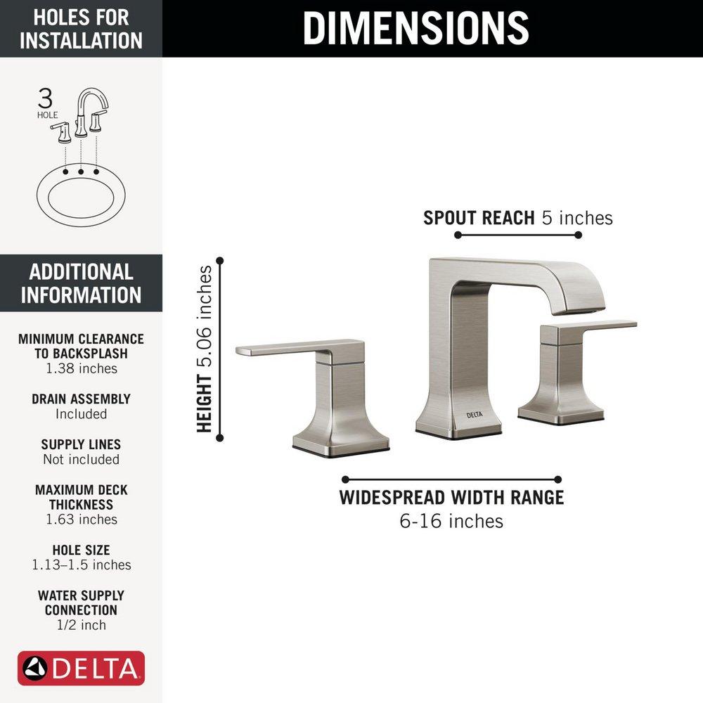Delta Faucet Stainless Two Handle Widespread Bathroom Sink Faucet 