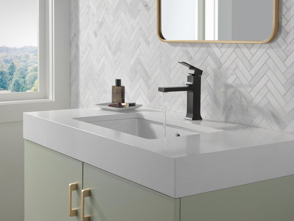 Single Handle Monoblock Bathroom Sink Faucet in Matte Black 