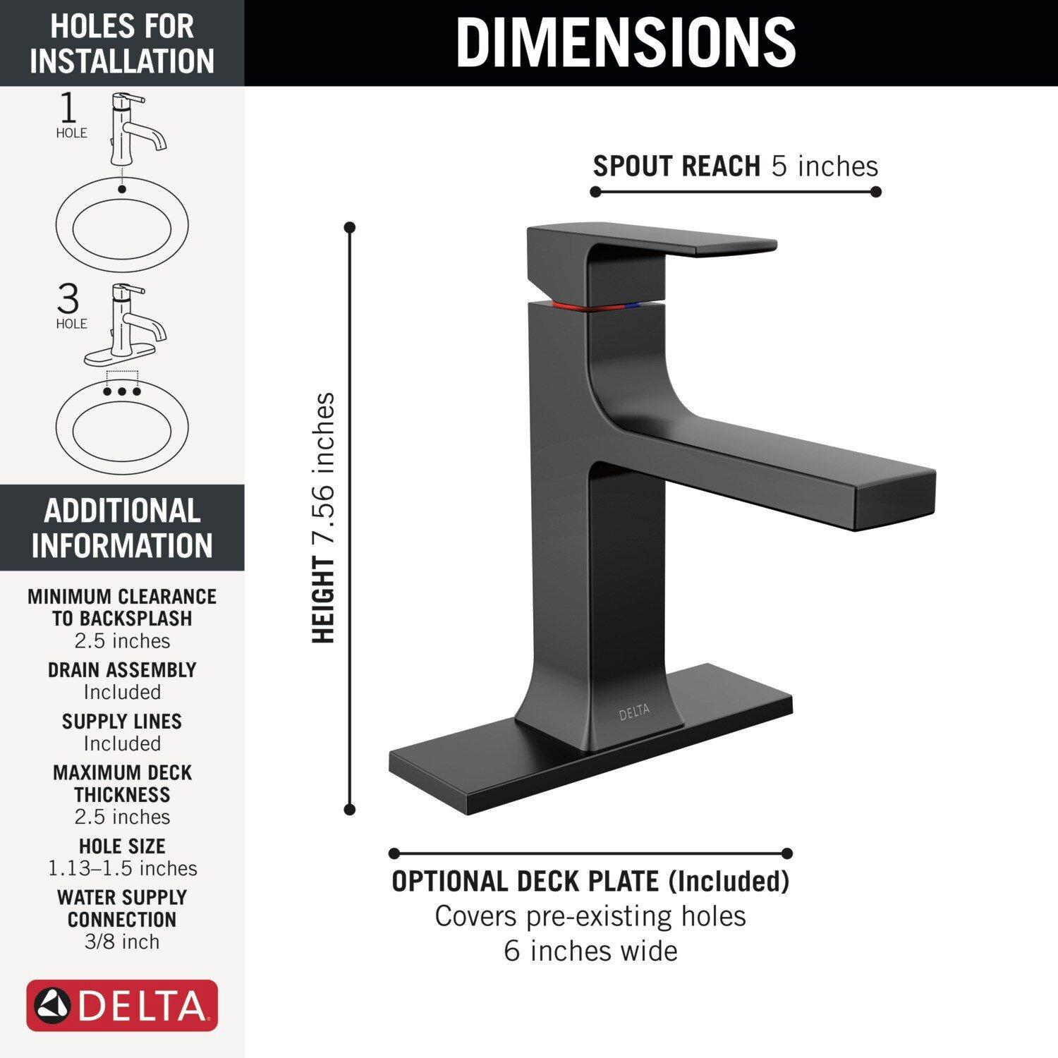 Delta Faucet Matte Black Single Handle Monoblock Bathroom Sink Faucet 