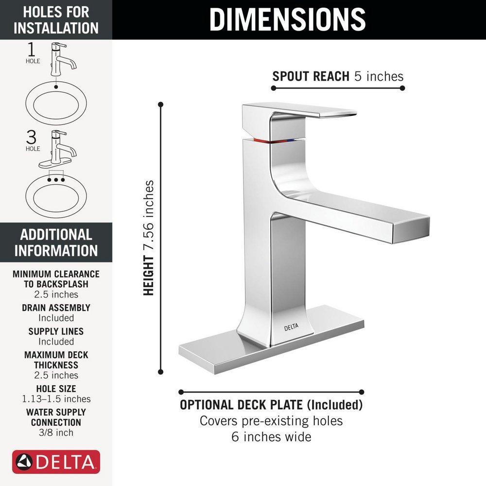 Single Handle Monoblock Bathroom Sink Faucet in Chrome 
