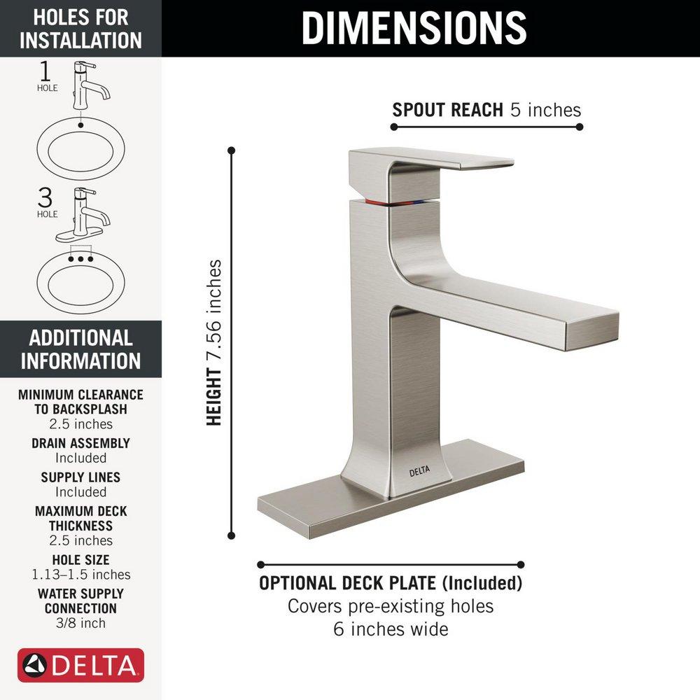 Single Handle Monoblock Bathroom Sink Faucet in Brilliance&reg; Stainless 
