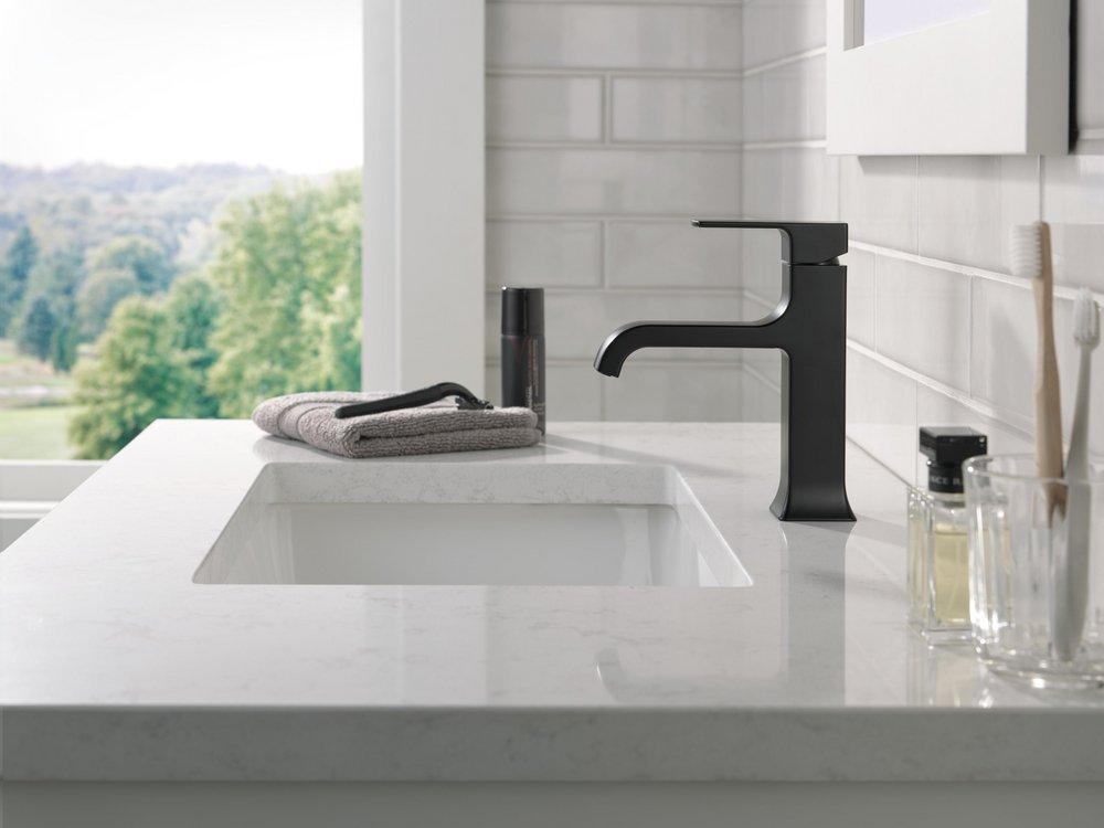 Single Handle Monoblock Bathroom Sink Faucet in Matte Black 