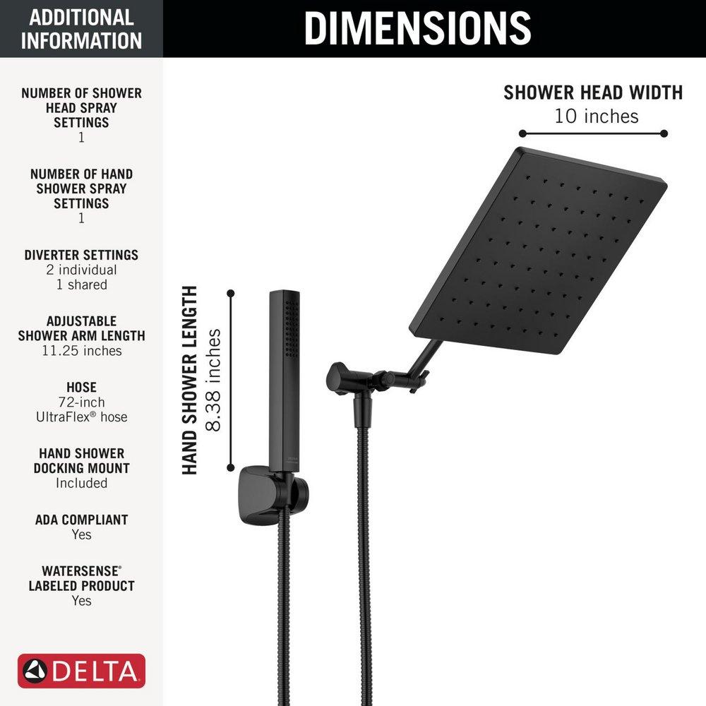 Delta Faucet Matte Black Single Function Showerhead 
