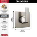 Single Handle Diverter Trim in Stainless 