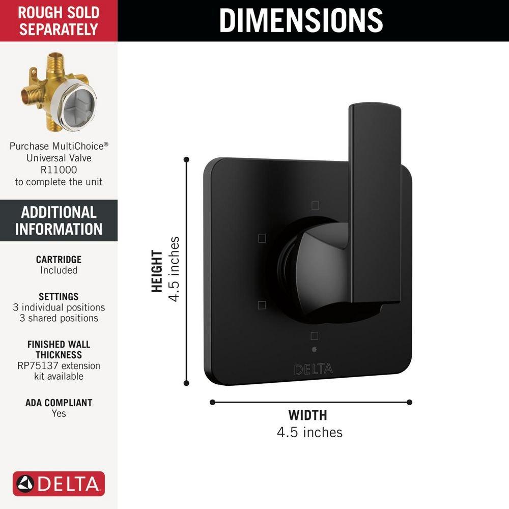 Single Handle Diverter Trim in Black 