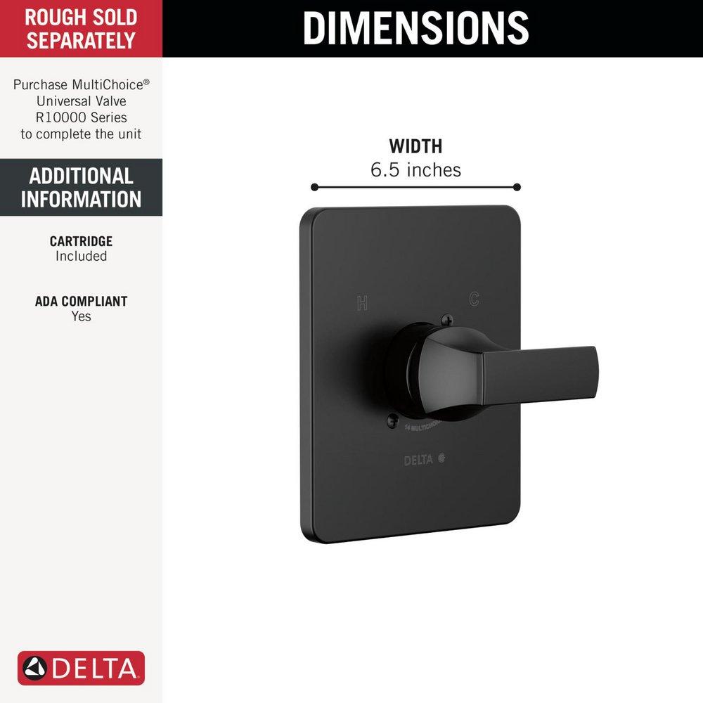 Delta Faucet Matte Black Single Handle Pressure Balancing Valve Trim 