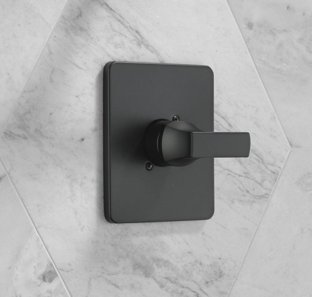 Delta Faucet Matte Black Single Handle Pressure Balancing Valve Trim 