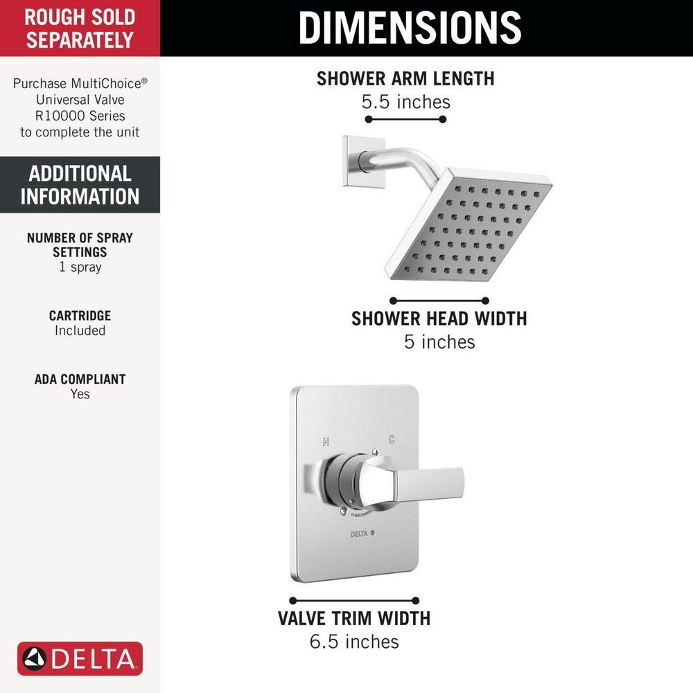Delta Faucet Chrome One Handle Single Function Shower Faucet (Trim Only) 