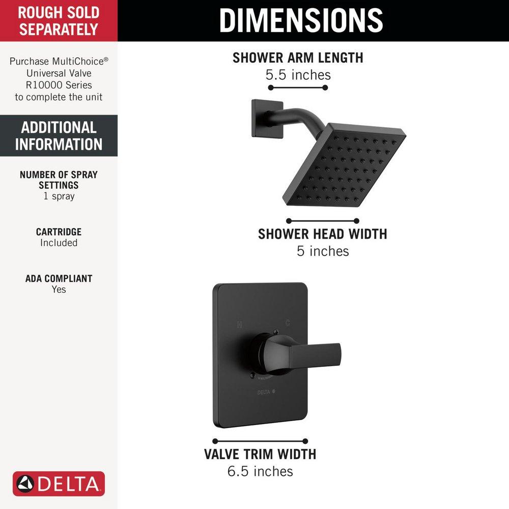 Delta Faucet Matte Black One Handle Single Function Shower Faucet (Trim Only) 