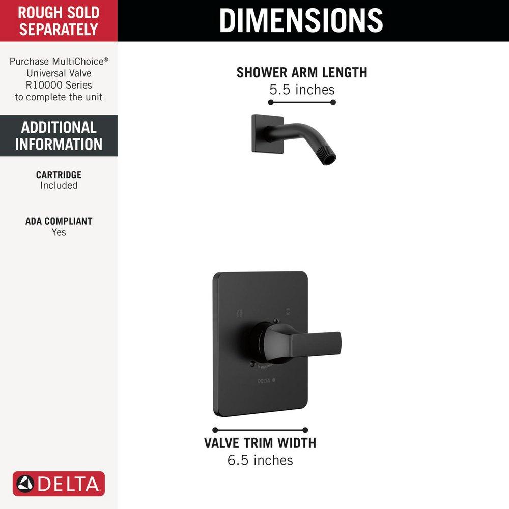Delta Faucet Matte Black One Handle Single Function Shower Faucet (Trim Only) 